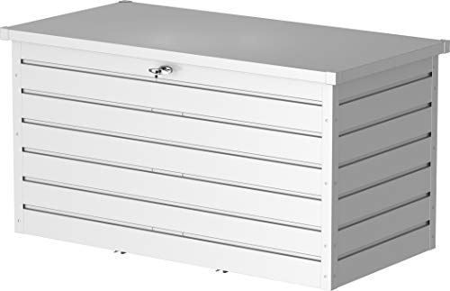 Duramax Caja de cojín de Metal Paladio y Banco 2.0 (1043L) con Cilindro hidráulico de Gas y Mango con Cerradura - Caja Plateada