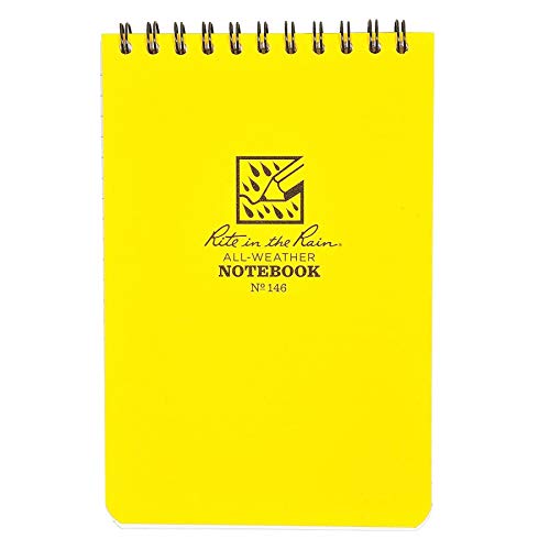 Rite in the Rain Notebook Cuaderno Universal Encuadernado en Espiral, Color Blanco/Amarillo, 10,16 x 15,24 cm, Unisex Adulto, White/Yellow, 4 x 6 Inch