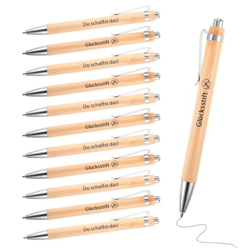 YUWJOOWEE 12 bolígrafos de madera, bolígrafos de motivación, tinta negra, para empleados, colegas, oficina, escuela, examen, regalo