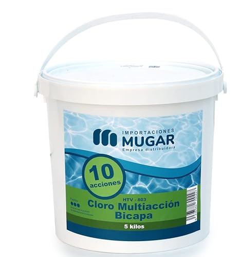 MUGAR- Cloro 10 Acciones Bicapa.- Productos de Limpieza y Mantenimiento de Piscinas- Envase de 5 Kilos.