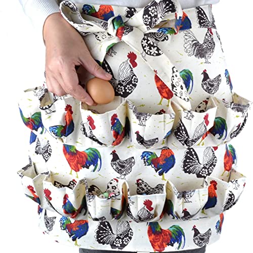 Delantal para huevos, 5 colores, 12 bolsillos, delantal para recoger huevos, cestas divertidas para huevos frescos, accesorios para gallinero, cartones de huevos para ama de casa, granja(contra)